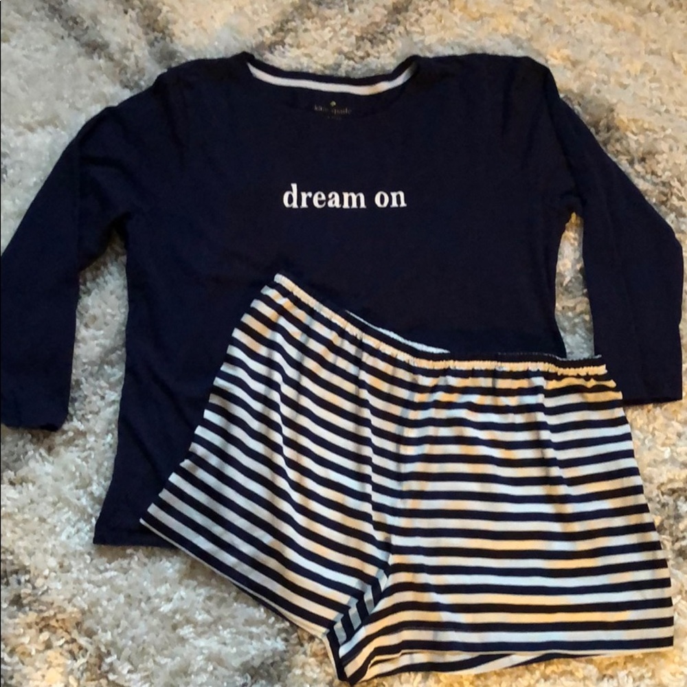 Kate Spade Pajama Set Size XL Navy/White Stripe